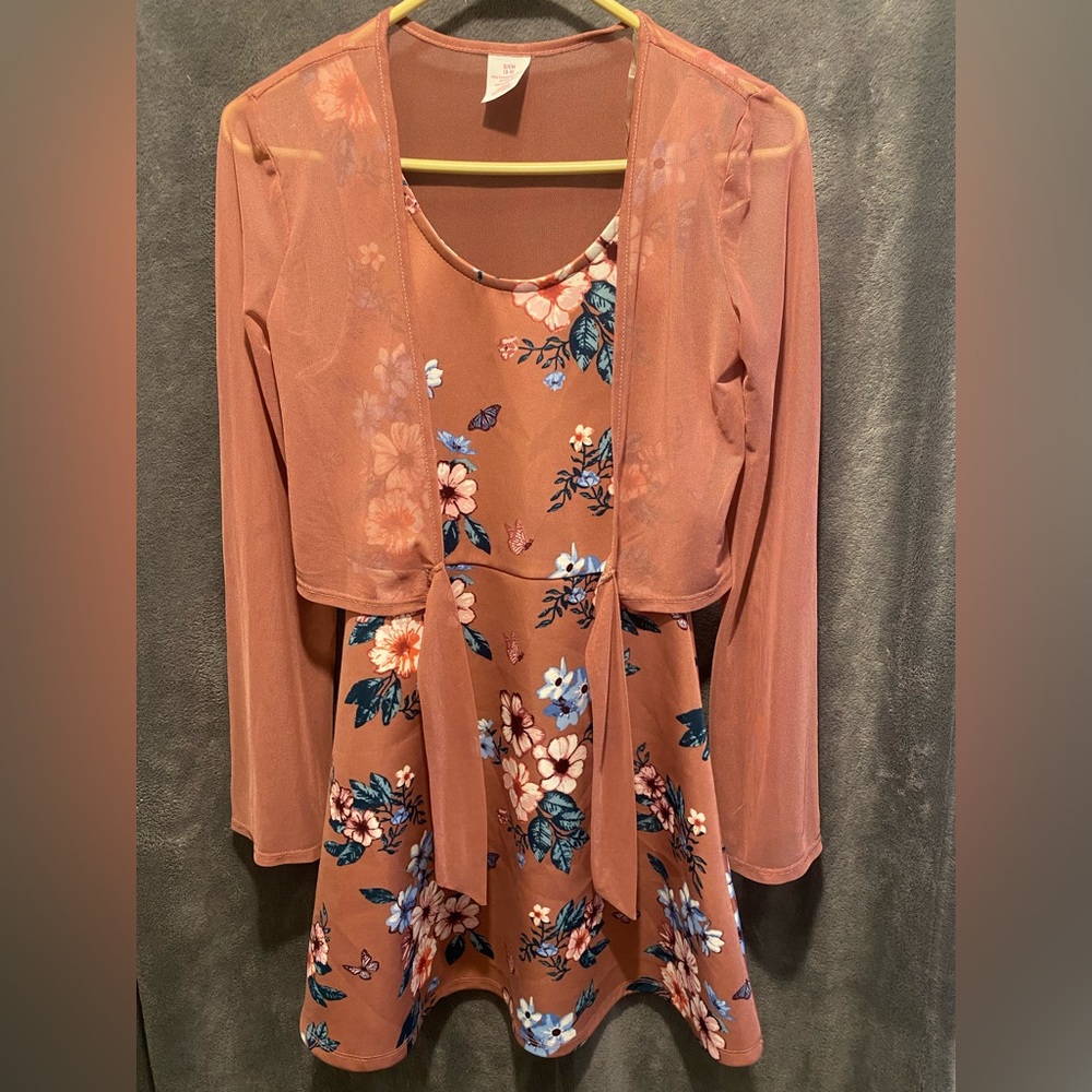 Flower dress with over shirt